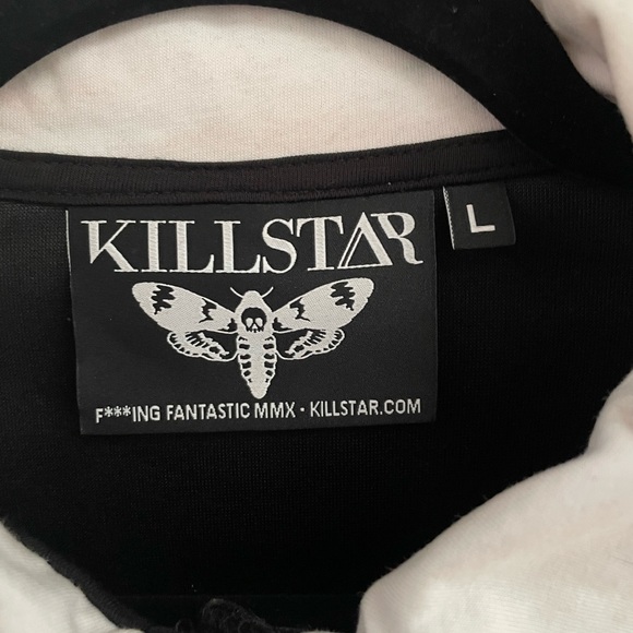 Killstar- Friday (Wednesday) Velvet Long Sleeve Crop Shirt - Large - Picture 5 of 6